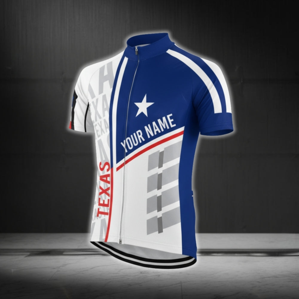 Texas Flag Custom Name Cycling Short Sleeve Jersey For Men, Custom Texas State Cycling Jerseys CG0314