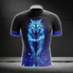 Wolf Black And Blue Cycling Jersey Short Sleeve For Men, Wolf Cycling Jerseys CG0188