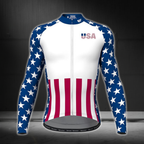 USA Flag Cycling Jersey Long Sleeve For Men, Patriotic Cycle Jerseys CZ0130