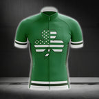 USA Flag Shamrock Cycling Jersey Short Sleeve For Mens, Patrick Day Cycling Jerseys CG0040