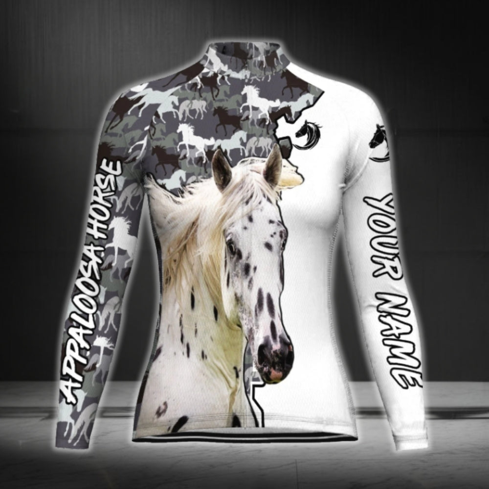 Women's Custom Appaloosa Horse Long Sleeve Cycling Jersey, Custom Horse Lovers Cycling Jersey For Ladies CG0788