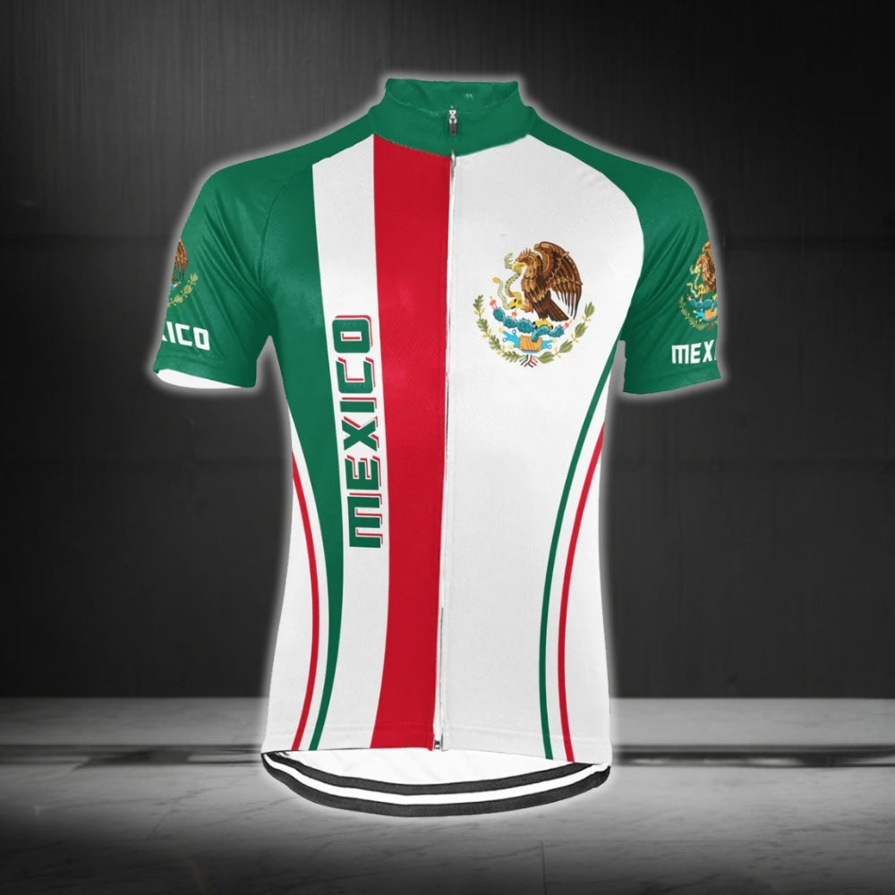 Custom Mexico Flag Short Sleeve Cycling Jersey For Men, Custom Mexico Cycling Jerseys CG0317