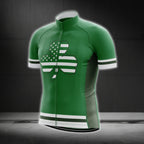 USA Flag Shamrock Cycling Jersey Short Sleeve For Mens, Patrick Day Cycling Jerseys CG0040