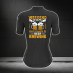 Weekend Forecast 100% Chance Of Beer Brewing Short Sleeve Women Cycling Jersey, Funny Beer Lovers Cycling Jerseys For Women CG0414