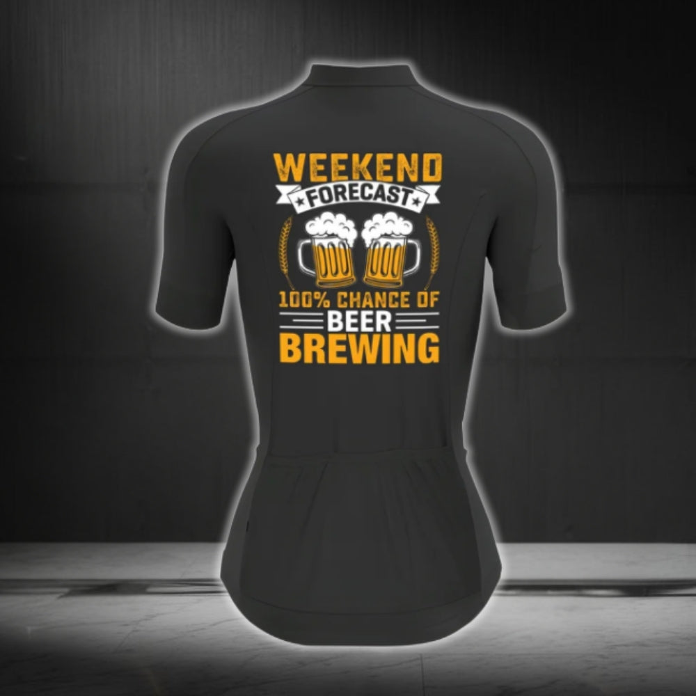 Weekend Forecast 100% Chance Of Beer Brewing Short Sleeve Women Cycling Jersey, Funny Beer Lovers Cycling Jerseys For Women CG0414