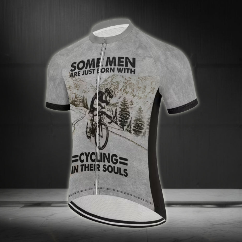 Some Men Are Just Born With Cycling In Their Souls Cycling Short Sleeve Jersey Mens, Funny Cycling Jersey For Mens CZ0084