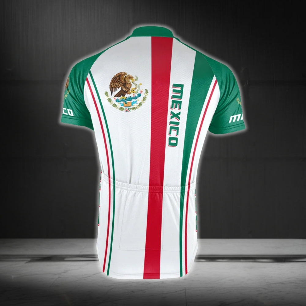 Custom Mexico Flag Short Sleeve Cycling Jersey For Men, Custom Mexico Cycling Jerseys CG0317