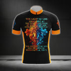 The Light Of God Orange And Blue Lion Cycling Short Sleeve Jersey Men, Christian Cycling Jerseys CG0537