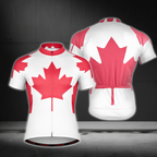 Red And White Canada Flag Cycling Short Sleeve Jersey For Mens, Canada Patriotic Cycling Jerseys CZ0131