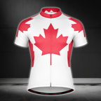 Red And White Canada Flag Cycling Short Sleeve Jersey For Mens, Canada Patriotic Cycling Jerseys CZ0131