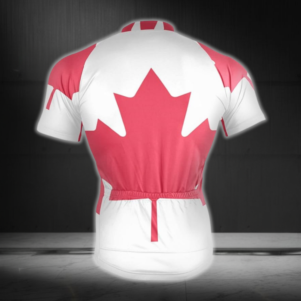 Red And White Canada Flag Cycling Short Sleeve Jersey For Mens, Canada Patriotic Cycling Jerseys CZ0131