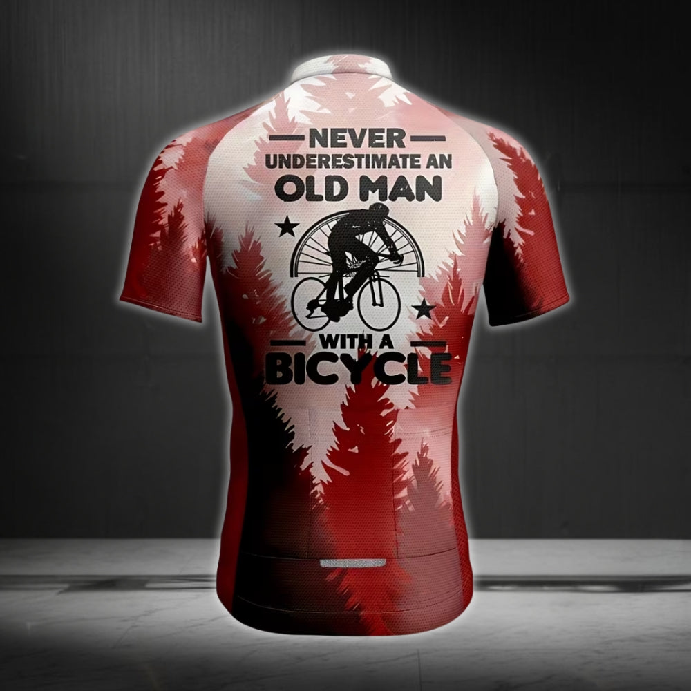 Never Underestimate An Old Man With A Bicycle Short Sleeve Jersey, Funny Cycling Jerseys CZ0085