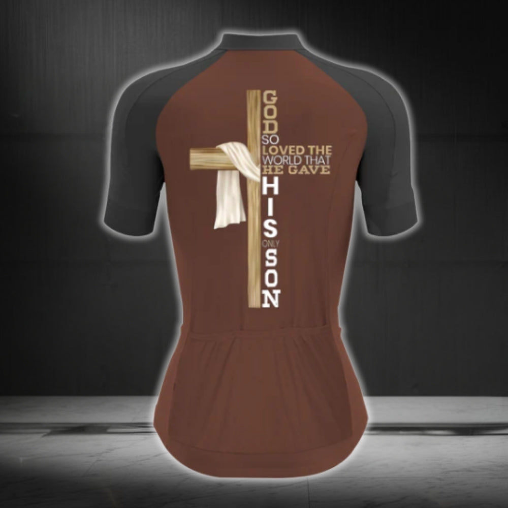 God So Loved The Wolrd That He Gave His Only Son Women's Short Sleeve Cycling Jersey, Christian Cycling Jerseys For Ladies CG0415