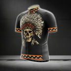 Skull Native American Men's Cycling Short Sleeve Jersey, Skull Native Cycling Jerseys CG0189