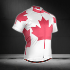 Red And White Canada Flag Cycling Short Sleeve Jersey For Mens, Canada Patriotic Cycling Jerseys CZ0131