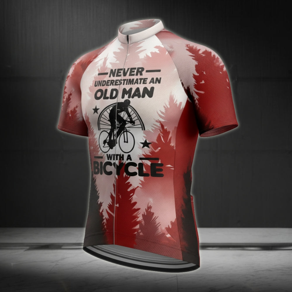 Never Underestimate An Old Man With A Bicycle Short Sleeve Jersey, Funny Cycling Jerseys CZ0085
