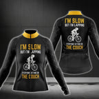 I'm Slow But I'm Lapping Everyone Sitting On The Couch Long Sleeve Cycling Jersey For Women, Women's Funny Cycling Jerseys CG0416