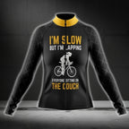 I'm Slow But I'm Lapping Everyone Sitting On The Couch Long Sleeve Cycling Jersey For Women, Women's Funny Cycling Jerseys CG0416