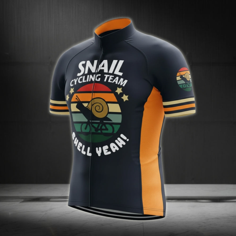 Snail Cycling Team Shell Yeah Short Sleeve Cycling Jersey For Mens, Funny Team Cycling Jerseys CZ0093