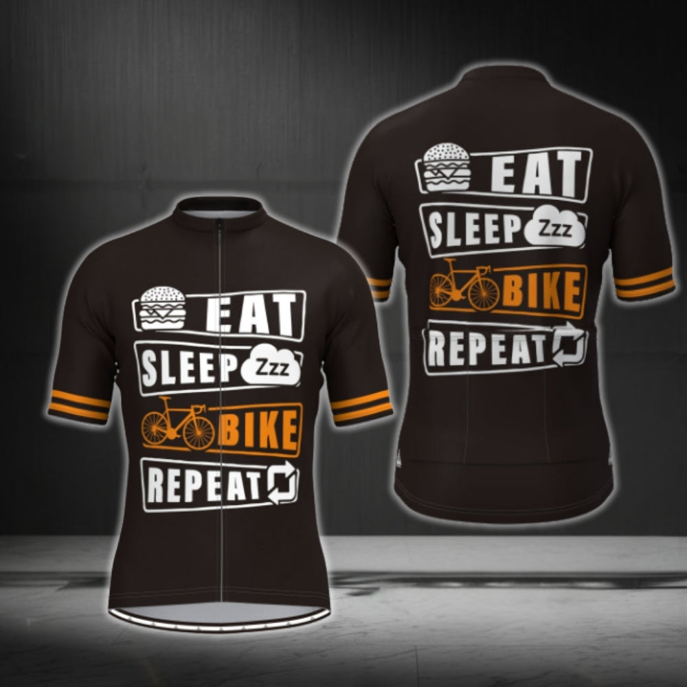 Eat Sleep Bike Repeat Men's Short Sleeve Cycling Jersey, Funny Cycling Jerseys CG0366