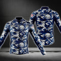 Men's Blue Camo Cycling Long Sleeve Jersey For Men, Camouflage Cycling Jerseys CG0724