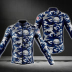 Men's Blue Camo Cycling Long Sleeve Jersey For Men, Camouflage Cycling Jerseys CG0724