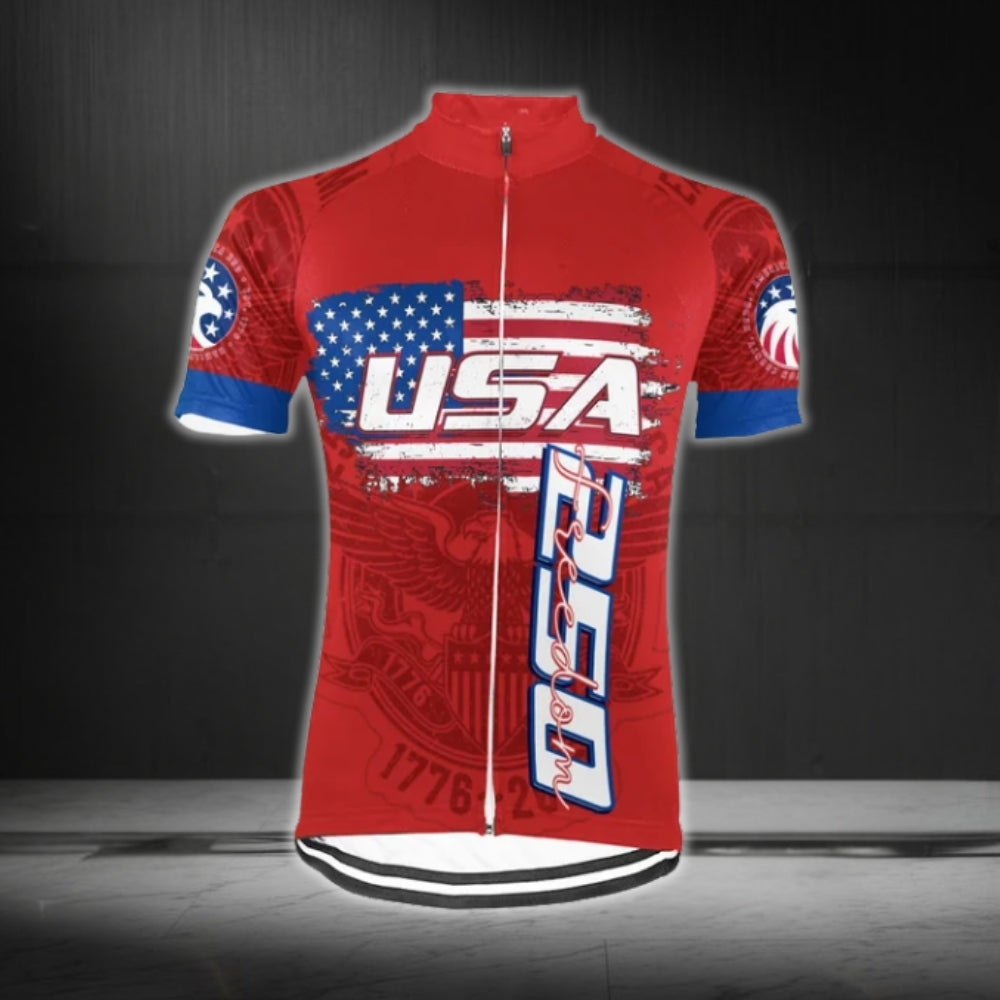 Custom USA 250 Freedom Cycling Short Sleeve Jersey For Mens, Custom 4th Of July Cycling Jerseys CG0349
