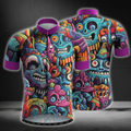 Psychedelic Skull Colorful Men's Short Sleeve Cycling Jersey, Psychedelic Cyling Jerseys CZ0133