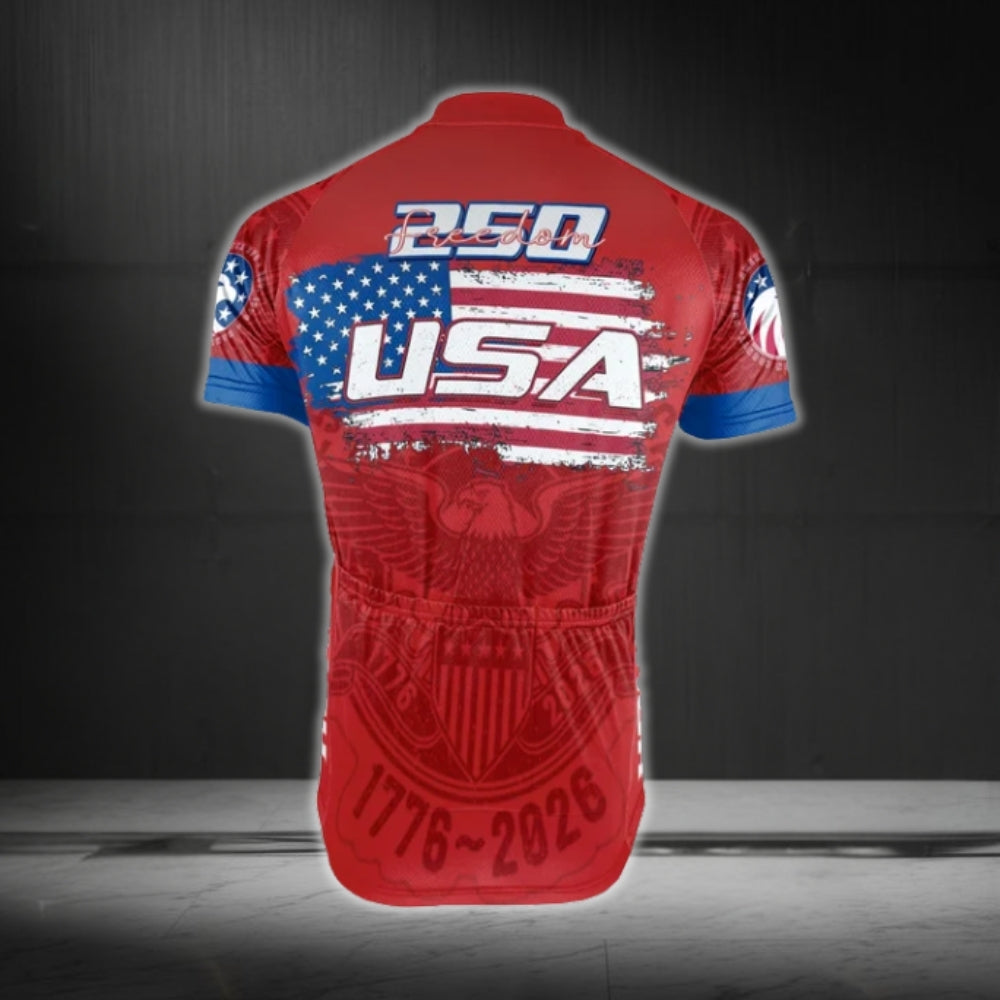 Custom USA 250 Freedom Cycling Short Sleeve Jersey For Mens, Custom 4th Of July Cycling Jerseys CG0349