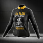 I'm Slow But I'm Lapping Everyone Sitting On The Couch Long Sleeve Cycling Jersey For Women, Women's Funny Cycling Jerseys CG0416