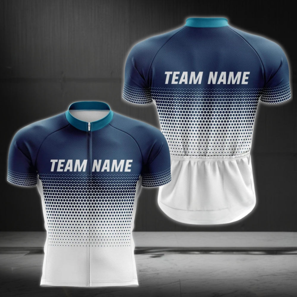 Blue And White Custom Team Cycling Short Sleeve Jersey For Men, Custom Cycling Jerseys CZ0079