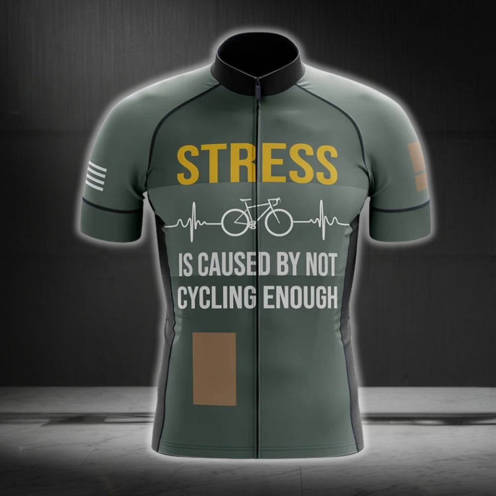 Stress Is Caused By Not Cycling Enough Men's Cycling Short Sleeve Jersey, Funny Cycling Jerseys CG0192