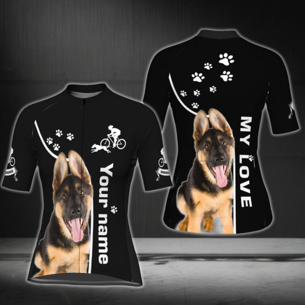 Custom Dog Photo Cycling Short Sleeve Jersey Women, Custom Pet Photo Cycling Jersey For Ladies CG0792