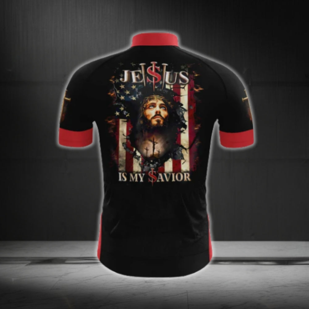 Jesus Is My Savior Short Sleeve Cycling Jersey For Men, Jesus Cycling Jerseys CG0539