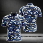 Blue Camo Wiener Dachshund Men's Cycling Jersey Short Sleeve, Dachshund Camo Cycling Jersey For Dog Lovers CG0045