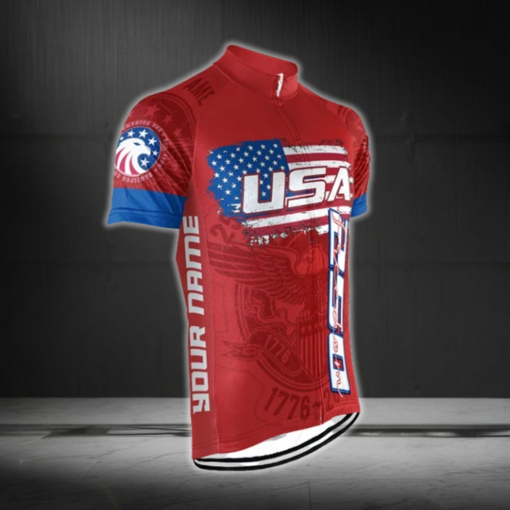 Custom USA 250 Freedom Cycling Short Sleeve Jersey For Mens, Custom 4th Of July Cycling Jerseys CG0349