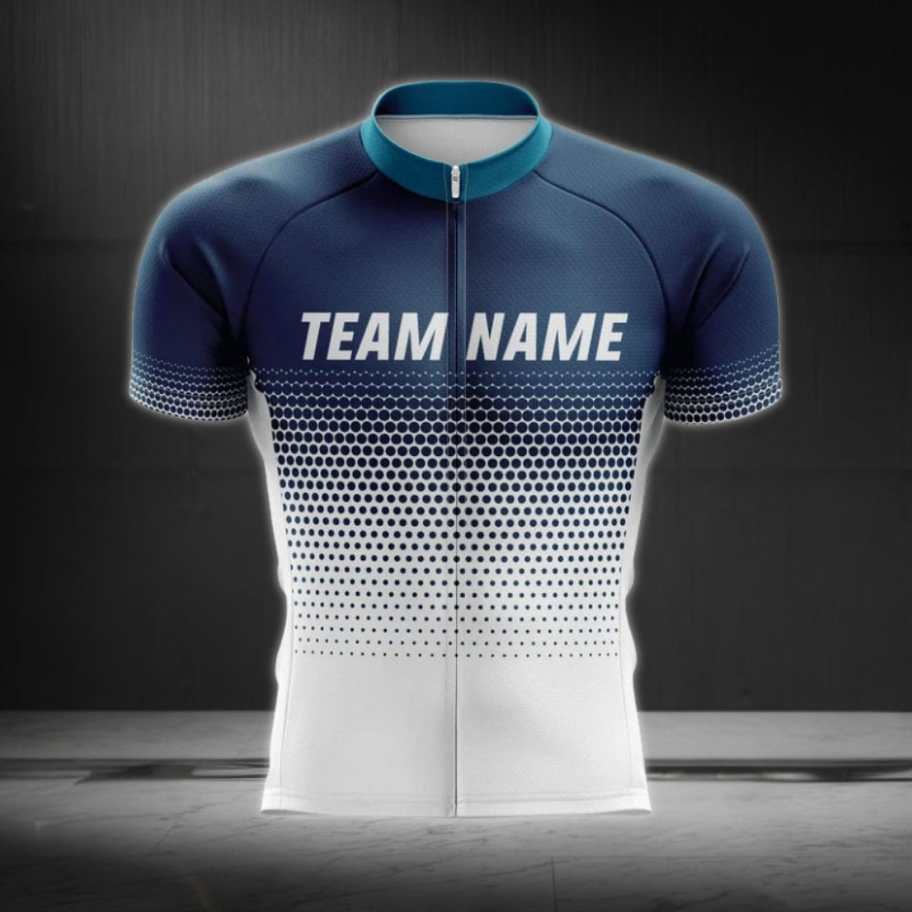 Blue And White Custom Team Cycling Short Sleeve Jersey For Men, Custom Cycling Jerseys CZ0079