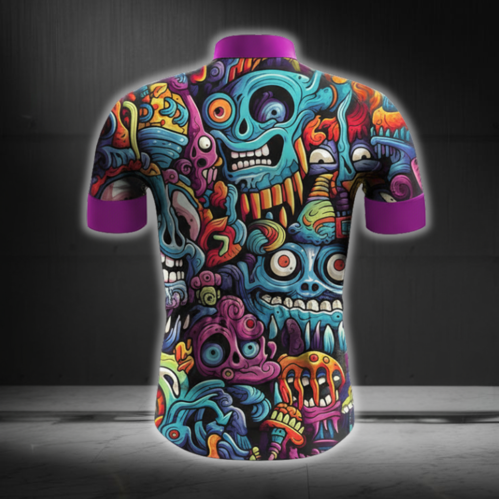 Psychedelic Skull Colorful Men's Short Sleeve Cycling Jersey, Psychedelic Cyling Jerseys CZ0133