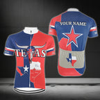 Custom Blue And Red Texas Flag Cycling Jersey Short Sleeve Mens, Custom Texas Cycling Jerseys CG0315