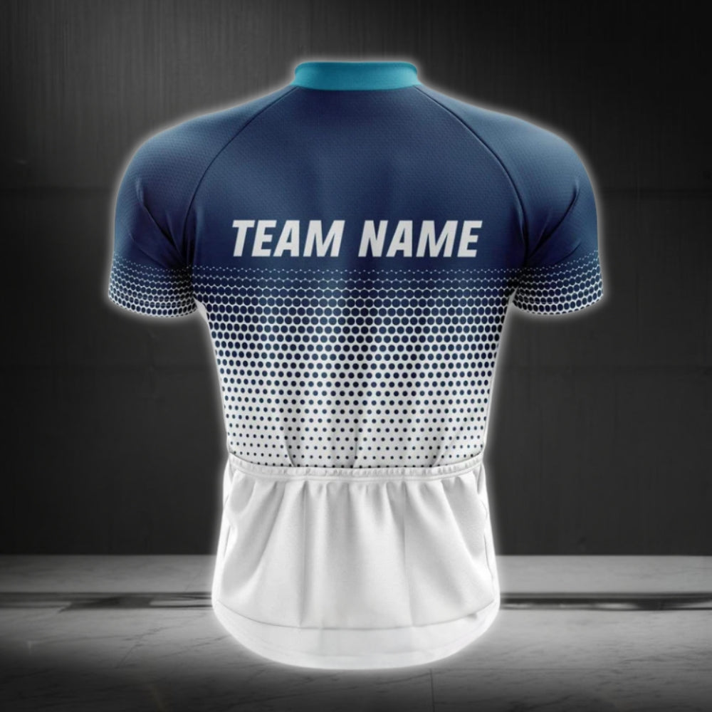 Blue And White Custom Team Cycling Short Sleeve Jersey For Men, Custom Cycling Jerseys CZ0079