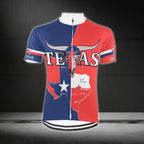 Custom Blue And Red Texas Flag Cycling Jersey Short Sleeve Mens, Custom Texas Cycling Jerseys CG0315