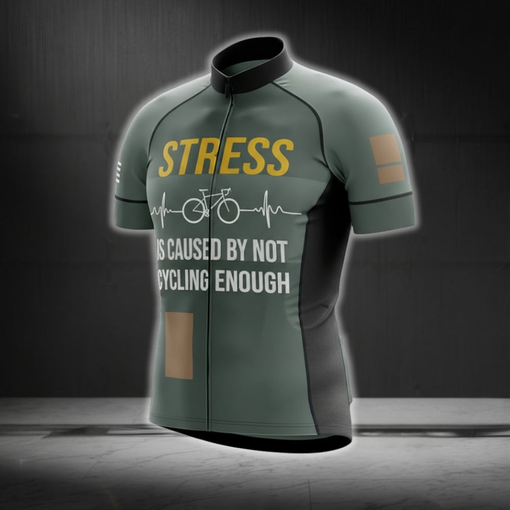 Stress Is Caused By Not Cycling Enough Men's Cycling Short Sleeve Jersey, Funny Cycling Jerseys CG0192