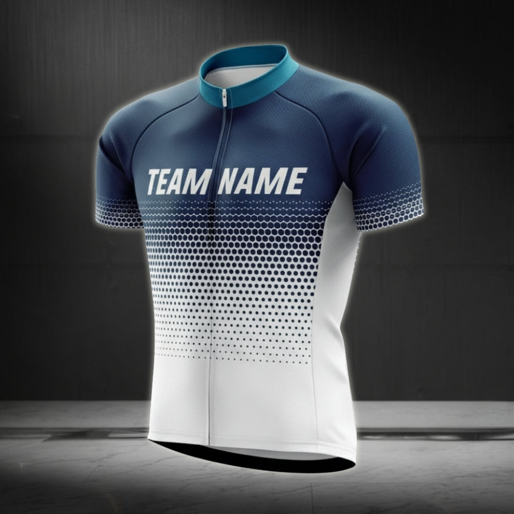 Blue And White Custom Team Cycling Short Sleeve Jersey For Men, Custom Cycling Jerseys CZ0079