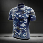 Blue Camo Wiener Dachshund Men's Cycling Jersey Short Sleeve, Dachshund Camo Cycling Jersey For Dog Lovers CG0045