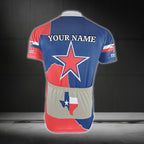 Custom Blue And Red Texas Flag Cycling Jersey Short Sleeve Mens, Custom Texas Cycling Jerseys CG0315