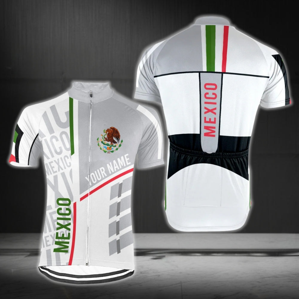 Custom Name Mexico Flag Cycling Short Sleeve Jersey Mens, Custom Patriotic Mexico Cycling Jerseys CG0316