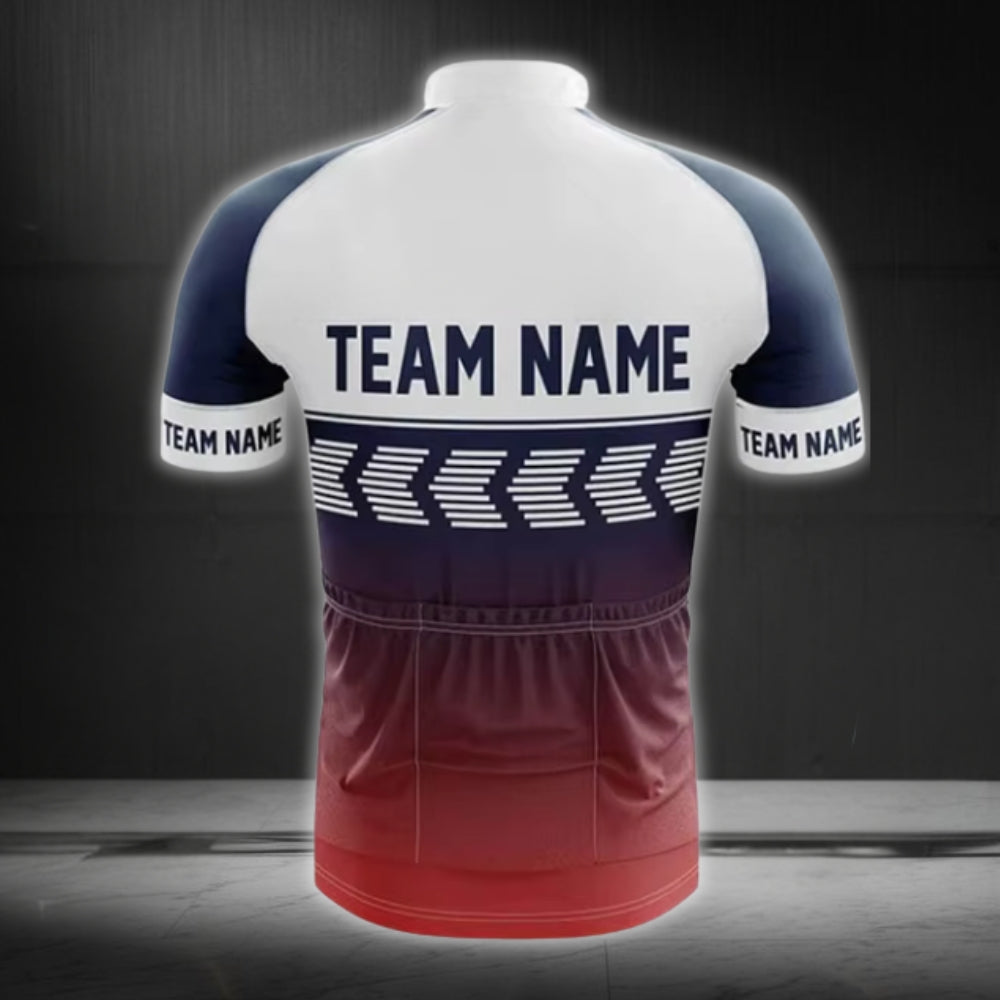 Blue Red And White Custom Team Cycling Short Sleeve Jersey For Mens, Custom Cycling Jerseys CZ0078