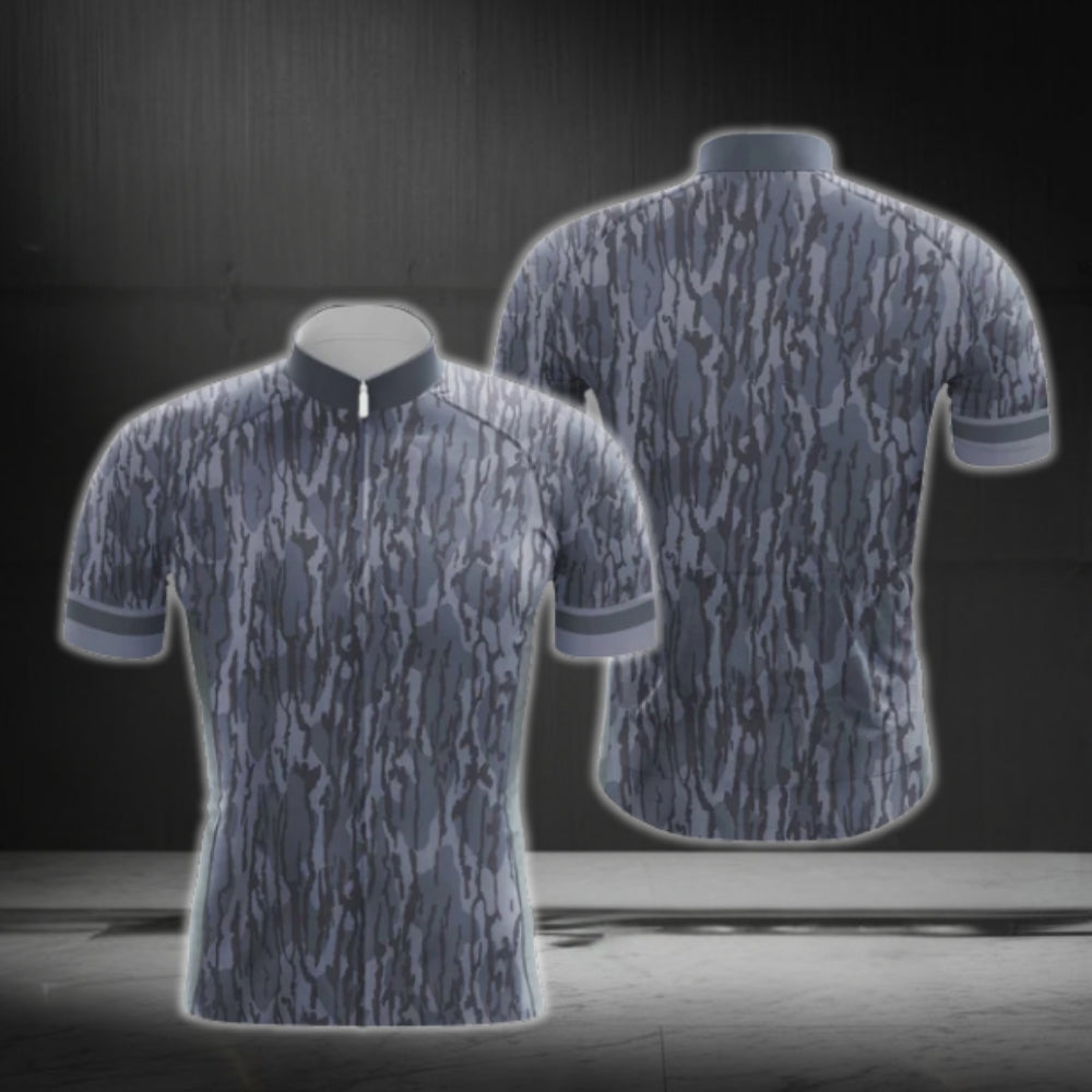 Men's Navy Blue Camouflage Cycling Short Sleeve Jersey, Camo Cycling Jerseys CG0541