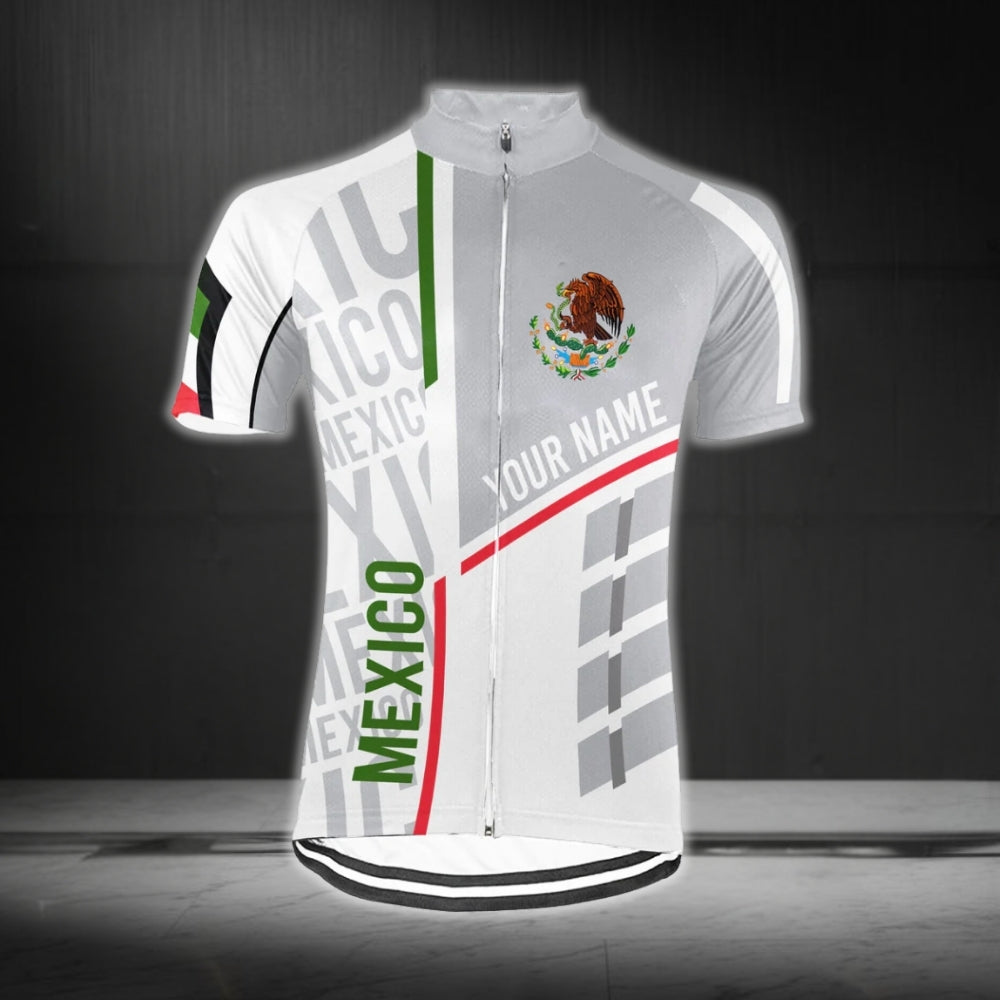 Custom Name Mexico Flag Cycling Short Sleeve Jersey Mens, Custom Patriotic Mexico Cycling Jerseys CG0316