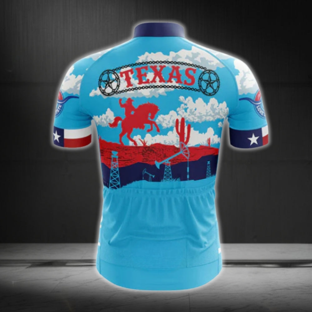 Retro Texas Cycling Short Sleeve Jersey For Men, Texas State Cycling Jerseys CG0418